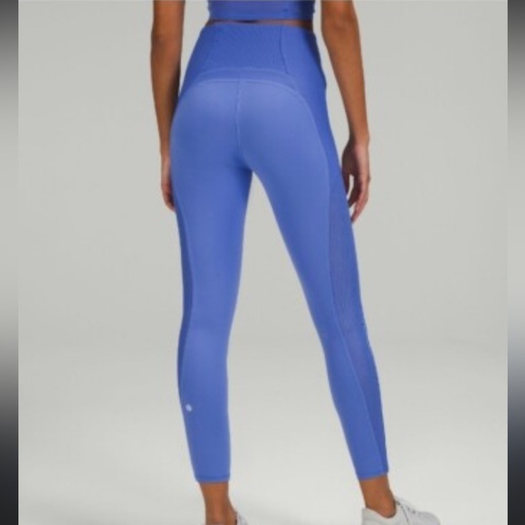 Lululemon- Perwinkle Blue Mesh Evelux Highwaisted activewear Workout Leggings - Picture 2 of 7